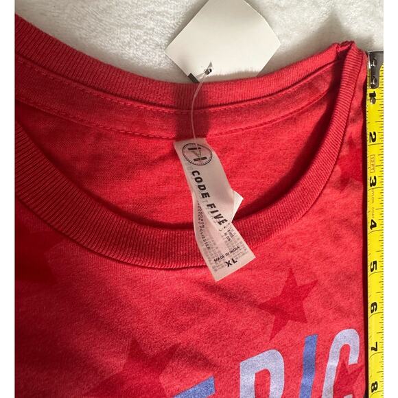Code Five "America Is My Happy Place" Red Stars T-Shirt XL - Picture 3 of 7